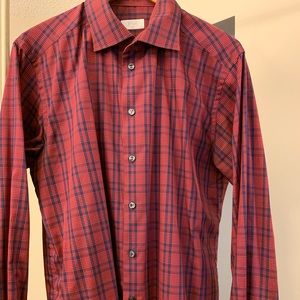 Men’s ETON red/navy dress shirt EUC